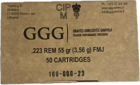 Boite de 50 cartouches 223 rem FMJ 55 Gr - GGG