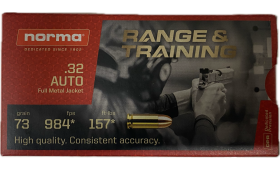 Boite de 50 cartouches NORMA 32ACP (7.65MM) 73GR RANGE&TRAINING FMJ