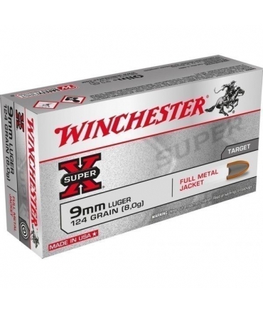 Boite de 50 cartouches Winchester 9 x 19 FMJ 124 gr