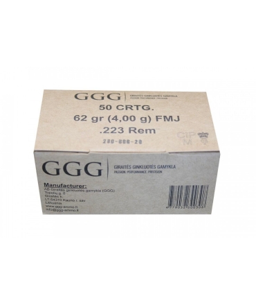 Boite de 50 cartouches 223 rem FMJ 62 Gr - GGG