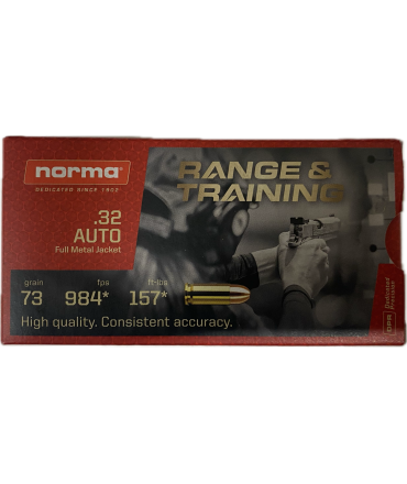 Boite de 50 cartouches NORMA 32ACP (7.65MM) 73GR RANGE&TRAINING FMJ